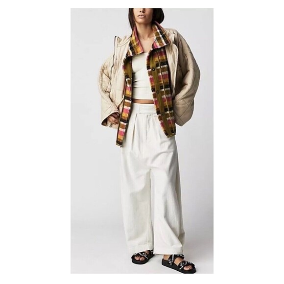 Free People Wrapped Up Blanket Vest Gillet Coat Sz XS XSmall Pink Green New - Picture 2 of 7